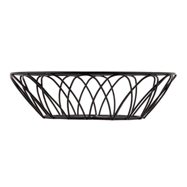 Cesto redondo em aço com revestimento em pó preto, 20 x 20 x 6 cm — Caixa de 6 unidades