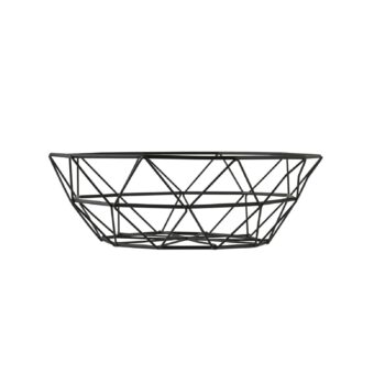 Cesta redonda de acero con recubrimiento en polvo negro, 25,5 x 25,5 x 8,5 cm