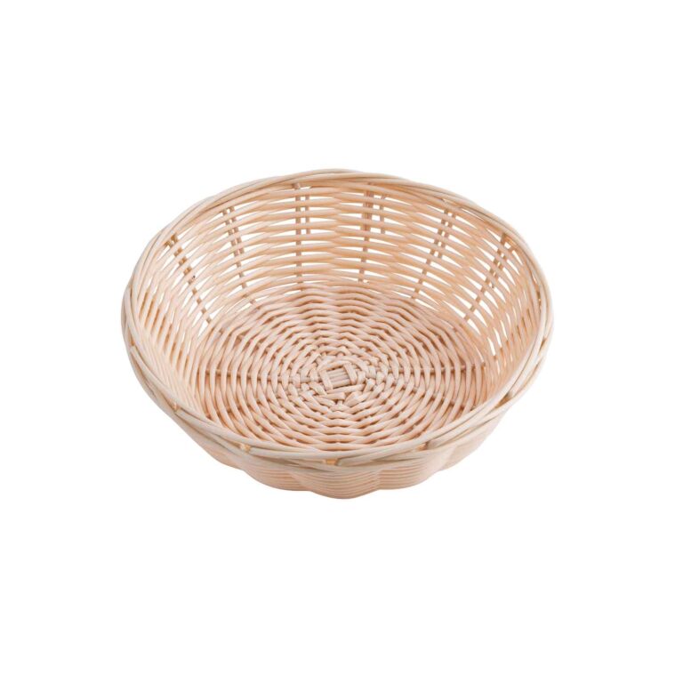 Cesto redondo de cor natural em polipropileno, 18 x 6 cm — Caixa de 12 unidades