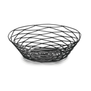 Cesta redonda de metal negro, 20 cm Ø x 5 cm de profundidad