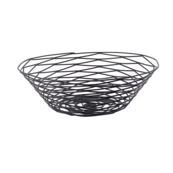 Cesta redonda de metal negro, 25,5 cm Ø x 7,5 cm de profundidad