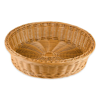 Cesta redonda imitación mimbre con cubierta de polipropileno, 39,4 cm Ø