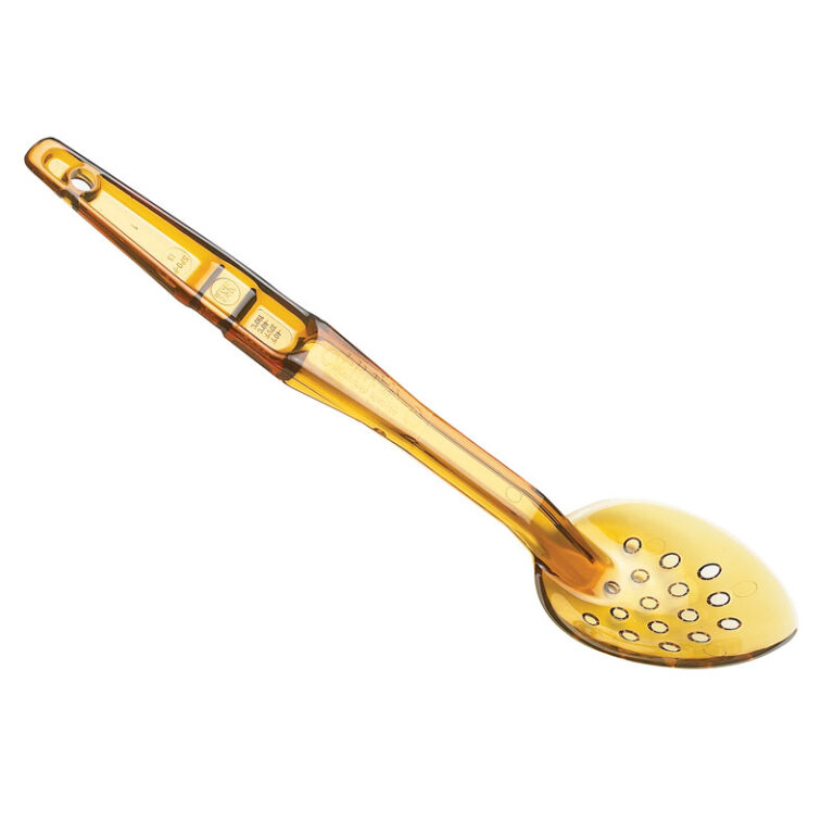 Colher perfurada de alta temperatura em polietersulfona, 33 cm de comprimento — Caixa de 12 unidades