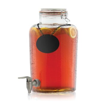 Dispensador de bebidas de vidrio de 8,7 L con grifo de acero inoxidable