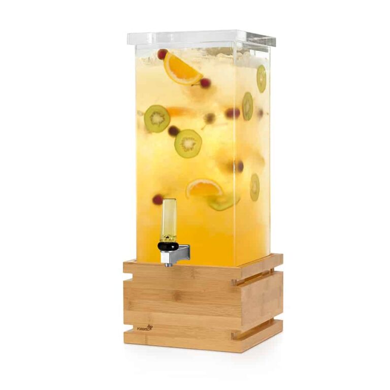 Dispensador de bebidas cuadrado con base de bambú de 11,3 L