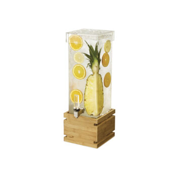 Dispensador de bebidas cuadrado con base de bambú y tapa con tapón de 7,5 L LD179