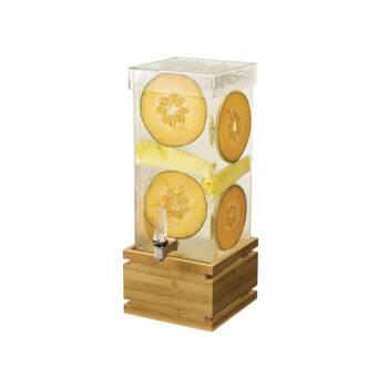 Dispensador de bebidas cuadrado con base de bambú y tapa con tapón de 15 L LD180
