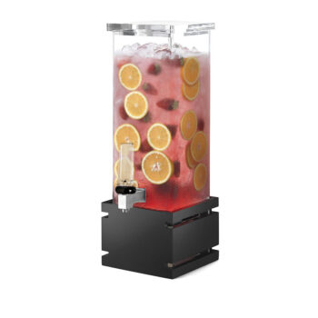 Dispensador de bebidas cuadrado con base negra brillante de bambú de 7,5 L LD121