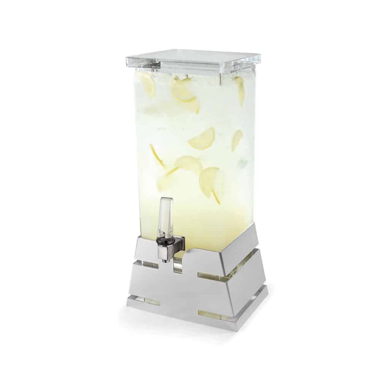 Dispensador de bebidas cuadrado con base piramidal de acero inoxidable de 15 L