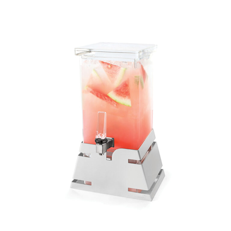 Dispensador de bebidas cuadrado con base piramidal de acero inoxidable de 3,7 L