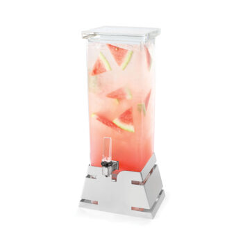 Dispensador de bebidas cuadrado con base piramidal de acero inoxidable de 7,5 L