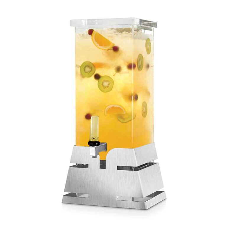 Dispensador de bebidas cuadrado con base piramidal de acero inoxidable de 11,3 L