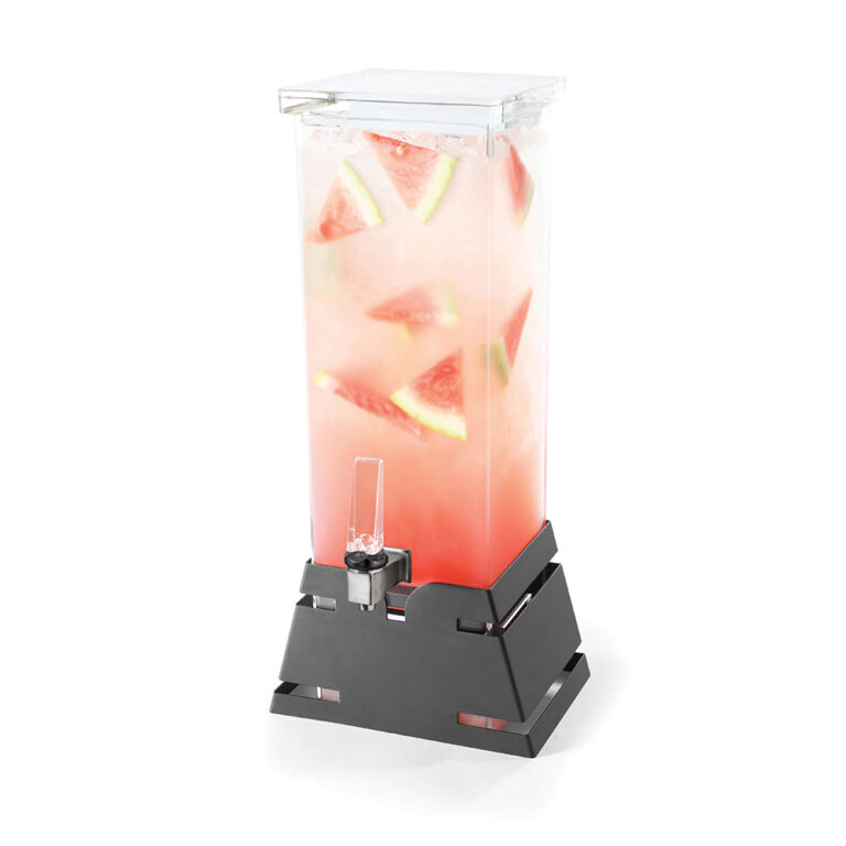 Dispensador de bebidas cuadrado con base piramidal negra mate de 7,5 L
