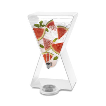 Dispensador de bebidas de acrílico blanco tipo prisma con bandeja de goteo de 11,3 L LD184