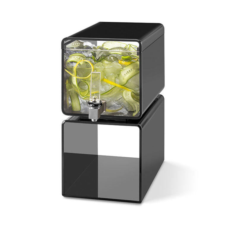 Dispensador de bebidas de acrílico negro tipo cubo de 7,5 L