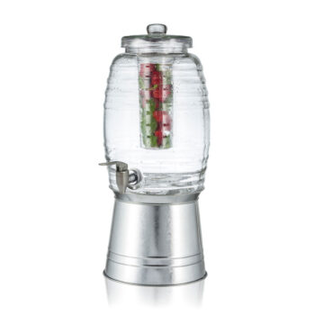 Dispensador de bebidas de vidrio con grifo de acero inoxidable e infusor de 9,8 L