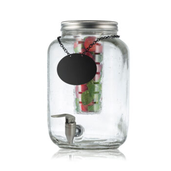 Dispensador de bebidas de vidrio con grifo de acero inoxidable e infusor de 7,6 L