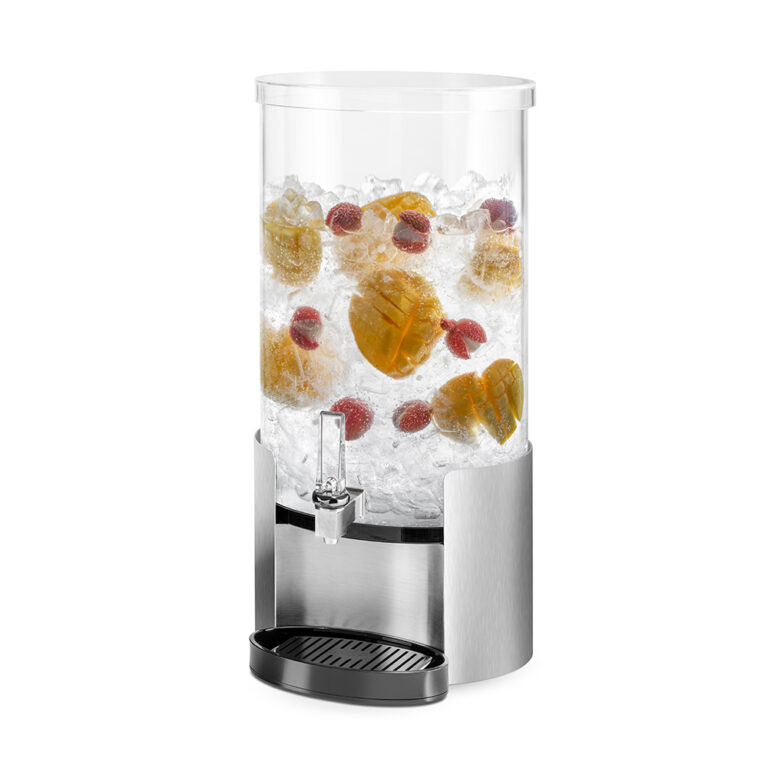 Dispensador de bebidas Elliptic con base de acero inoxidable y bandeja de goteo de 15 L