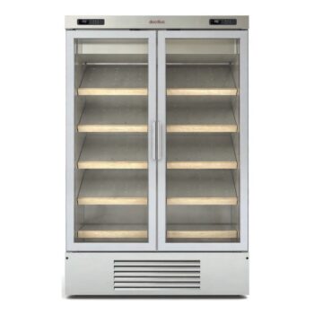 Armario cava de vino de acero inoxidable de 2 puertas de cristal