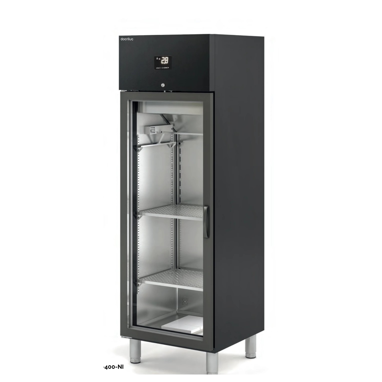 Armario de maduración de carne Docriluc DDA-400-NI en acabado negro con puerta de cristal