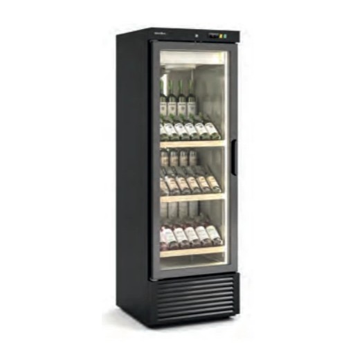 Armario de vino de 1 puerta de cristal con interior inox