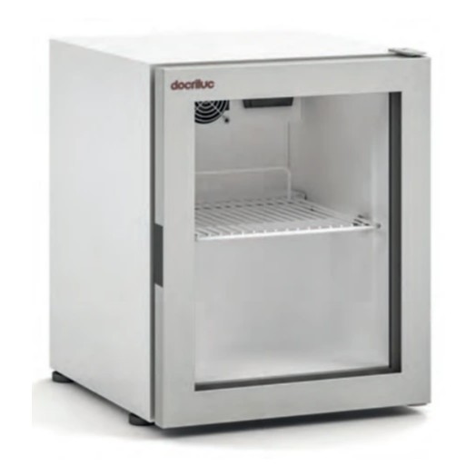 Expositor refrigerado de sobremesa pequeño con puerta de cristal