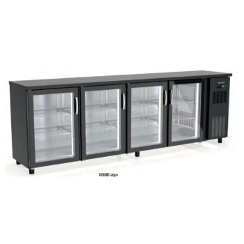 Expositor refrigerado snack bar negro con puertas de cristal