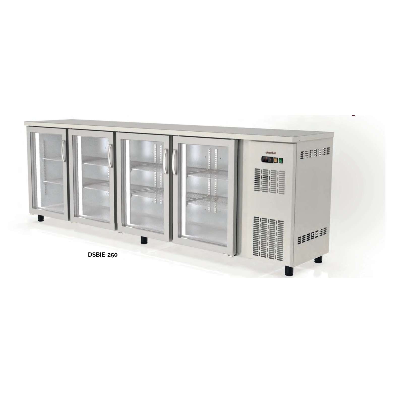 Expositor refrigerado snack bar de acero inoxidable con puertas de cristal