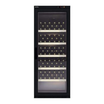 Armario de vino estrecho de 1 puerta de cristal