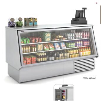 Vitrina semimural refrigerada Docriluc Lunnaris VCC-9 de acero inoxidable