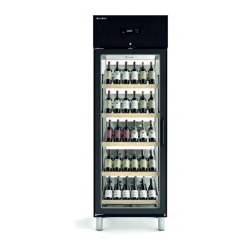 Armario de vino de 1 puerta de cristal con estantes de madera
