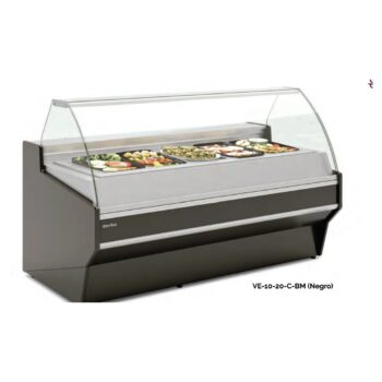 Vitrina caliente de calor seco de cristal recto o curvo, de 102 a 246 cm