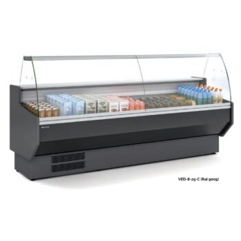 Vitrina refrigerada para carnicería y charcutería de cristal curvo fondo 80 cm