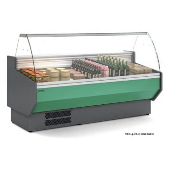 Vitrina refrigerada para carnicería y charcutería de cristal curvo fondo 94 cm
