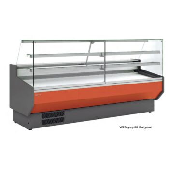 Vitrina refrigerada de pastelería de doble cristal recto con estantes iluminados