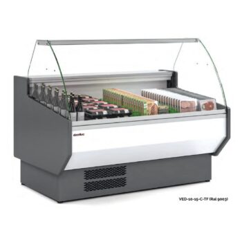 Vitrina refrigerada para carnicería y charcutería de cristal curvo fondo 108 cm