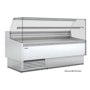 Vitrina refrigerada para pescado y marisco de doble cristal recto fondo 93 cm