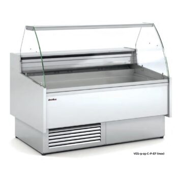 Vitrina refrigerada para pescado y marisco de cristal curvo fondo 93 cm