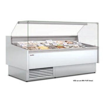 Vitrina refrigerada para pescado y marisco de doble cristal recto fondo 107 cm