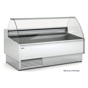 Vitrina refrigerada para pescado y marisco de cristal curvo fondo 107 cm