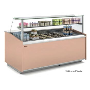 Vitrina refrigerada de pastelería con columnas de aluminio fondo 100 cm