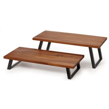 Elevador plegable de metal y madera de nogal, 40,1 cm x 21,1 cm y 15,2 cm alto