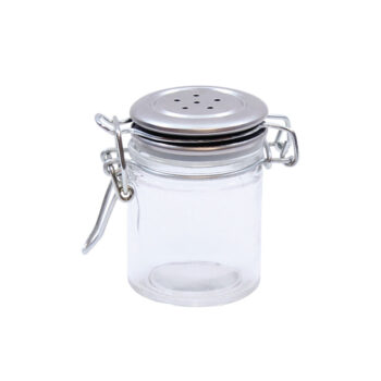 Dispensador TableCraft de vidrio con tapa de clip de acero inoxidable