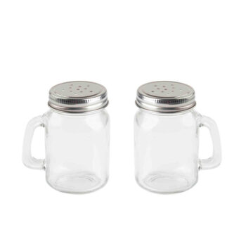 Dispensador TableCraft tipo tarro de vidrio con tapa de acero inoxidable, 140 ml