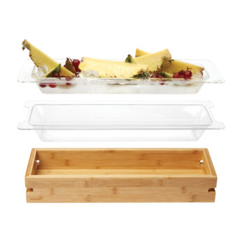 Inserto acrílico transparente para bandeja mediana de bambú (2 uds.), 50,8 x 17,78 x 6,99 cm