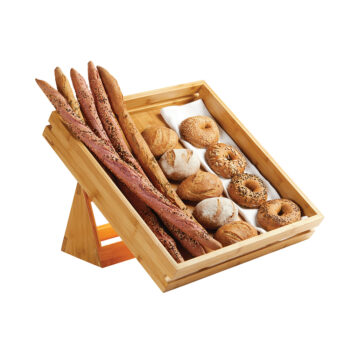 Juego de bandeja grande y soporte de bambú (2 uds.), 49,22 x 45,08 x 33,02 cm