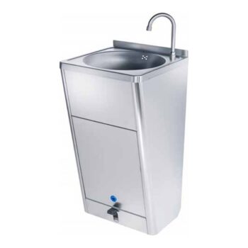 Lavamanos autónomo de acero inoxidable con depósitos de agua y ruedas