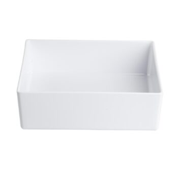 Recipiente de lados rectos de melamina, 25,5 x 25,5 x 7,5 cm, blanco