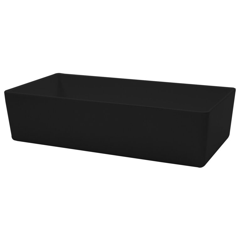 Recipiente de lados rectos de melamina, 30,5 x 15 x 7,5 cm, negro — Caja de 6 unidades