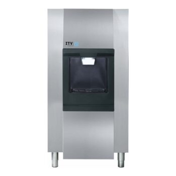 Dispensador de hielo en acero inoxidable de 58 o 104 kg, con opción de agua